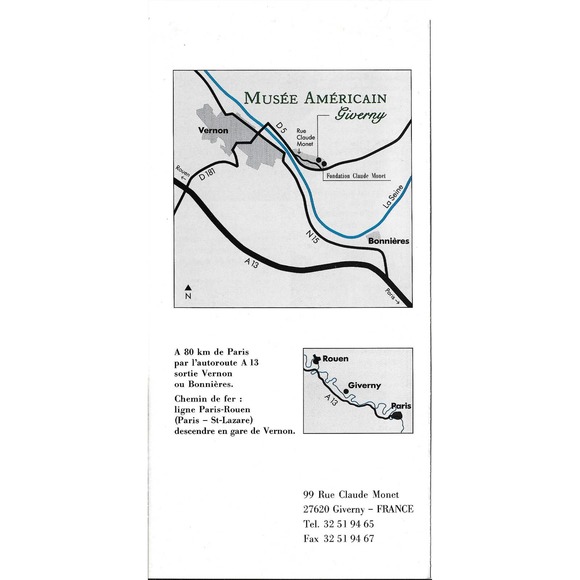 Claude Monet Musee Americain Giverny France Travel Brochure Guide Map - Picture 2 of 4
